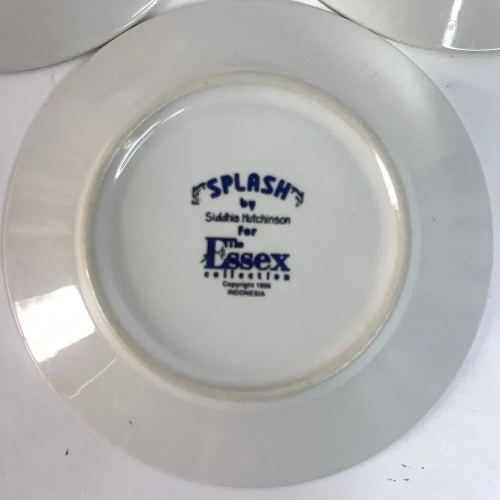 VTG. Essex Collection Splash by Siddhia Hutchinson Demitasse 3 Cup & Saucer Set